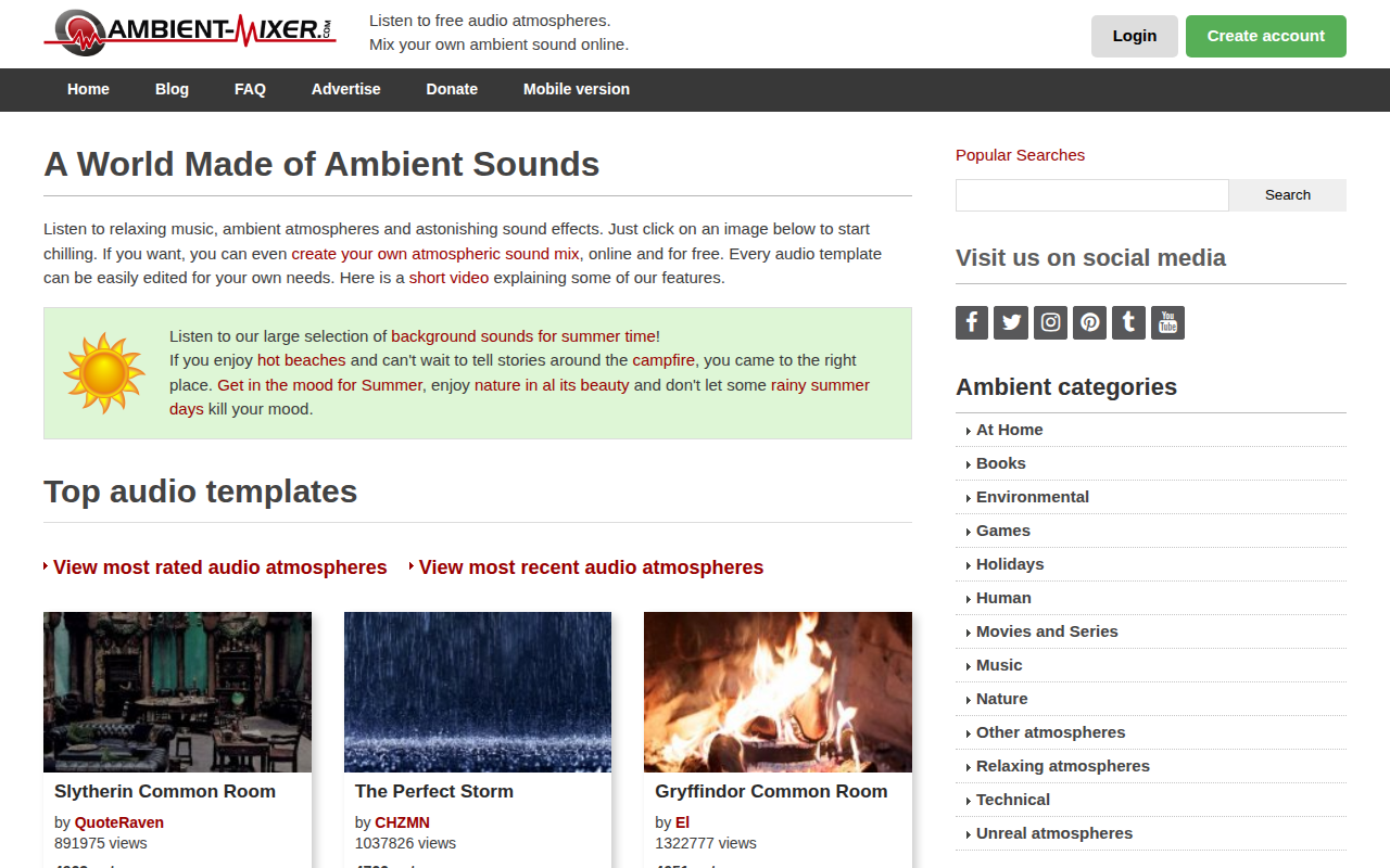 Screenshot of Ambient Mixer