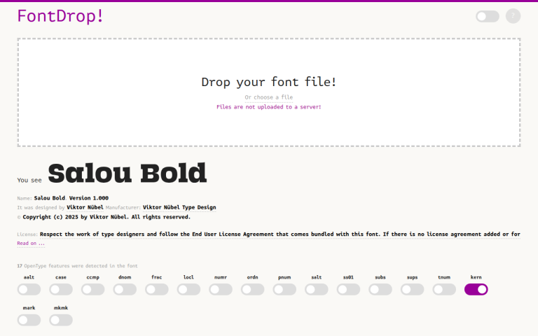Screenshot of FontDrop!