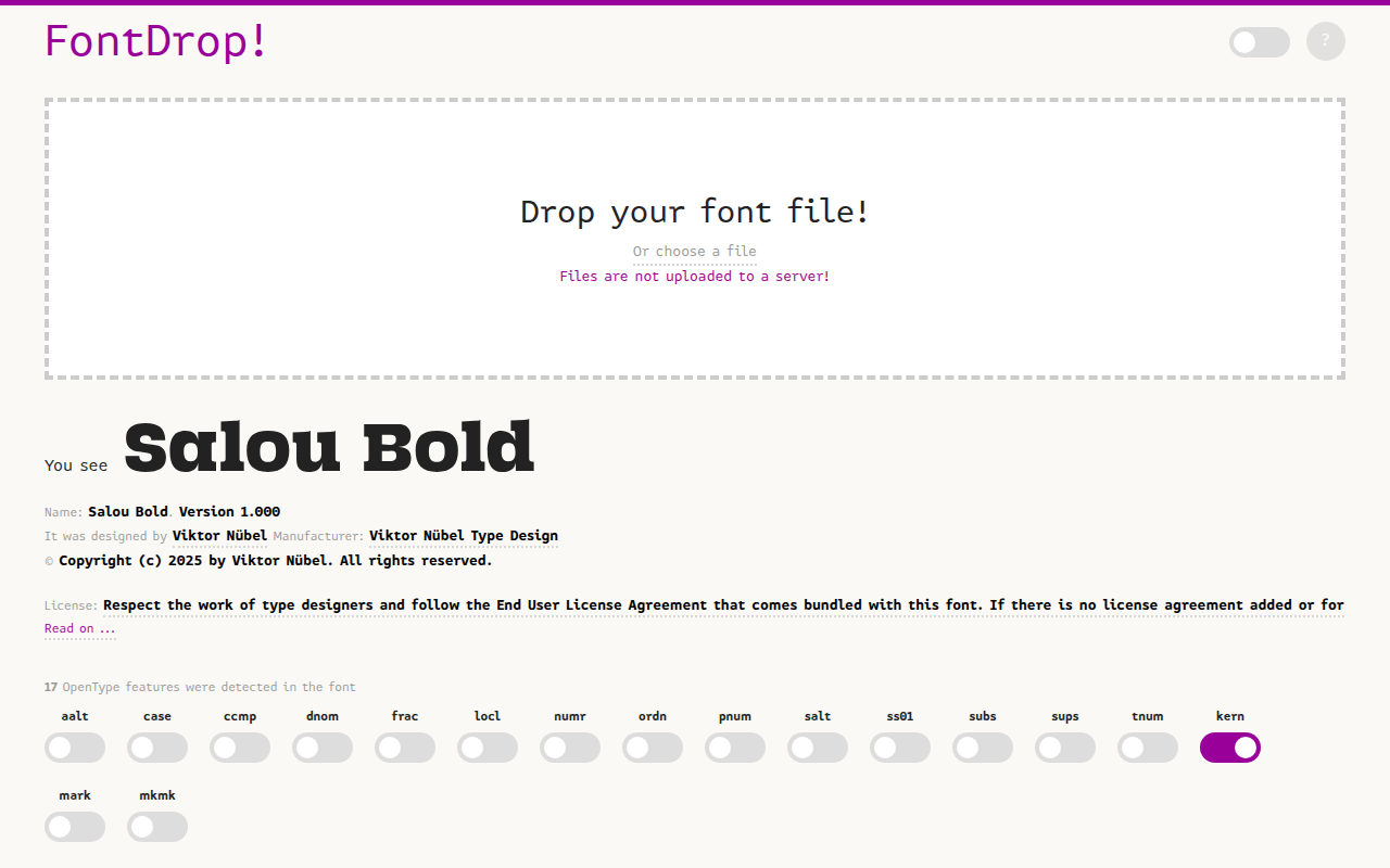 Screenshot of FontDrop!