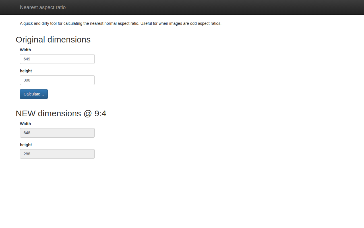 Screenshot of Nearest aspect ratio