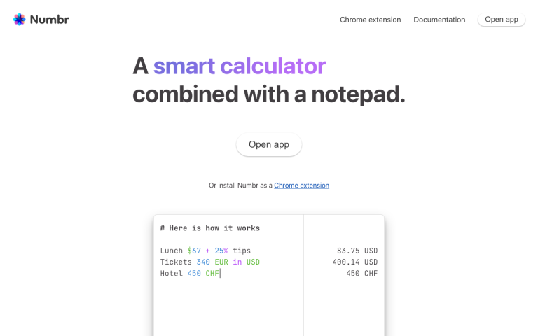Screenshot of Numbr