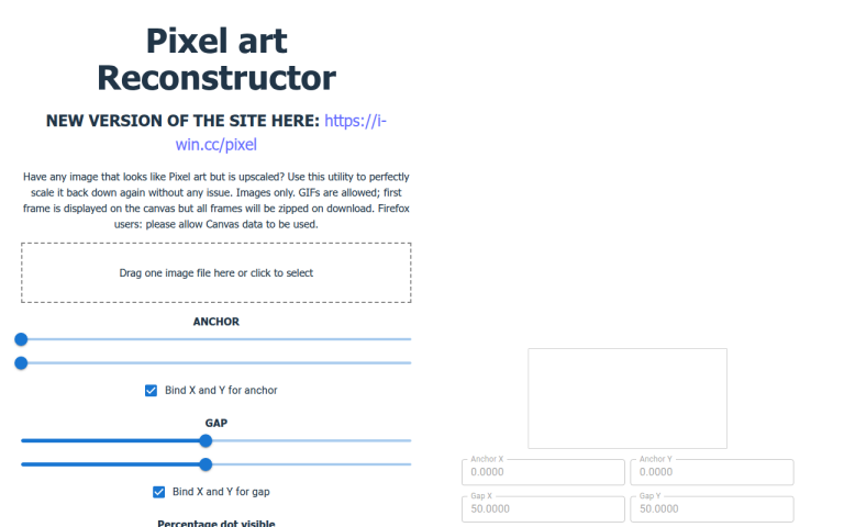 Screenshot of Pixel Reconstructor