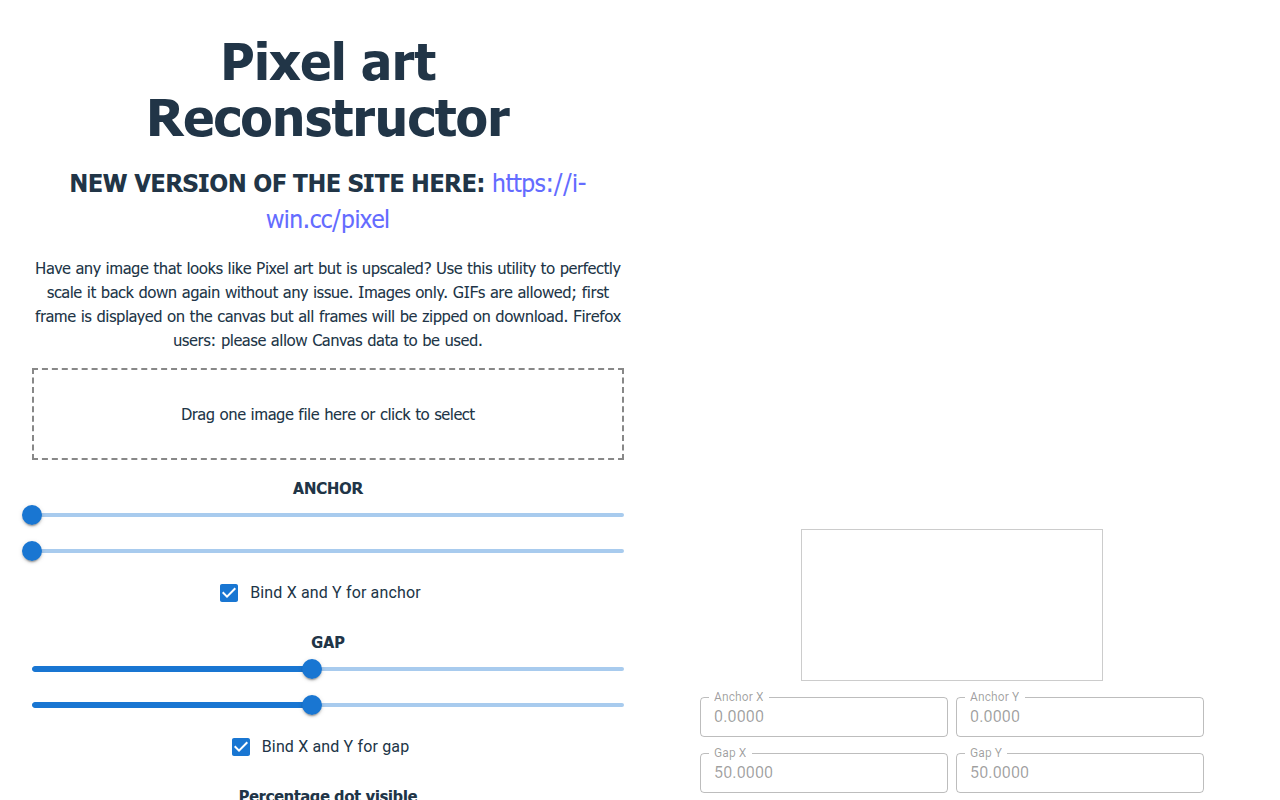 Screenshot of Pixel Reconstructor
