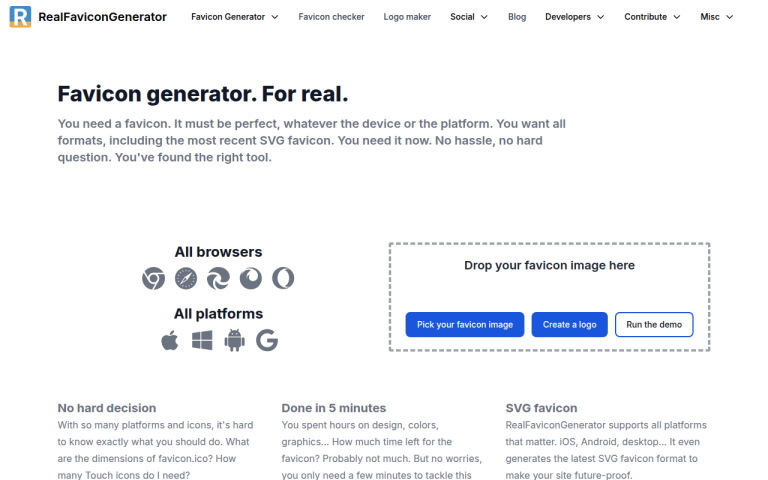 Screenshot of Real Favicon Generator
