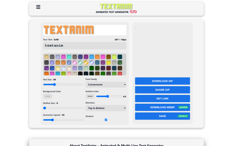 Screenshot of Textanim