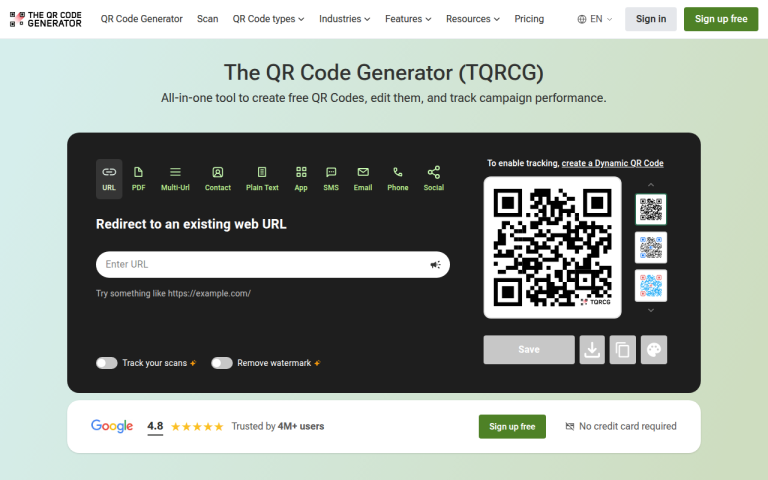 Screenshot of The QR Code Generator (TQRCG)