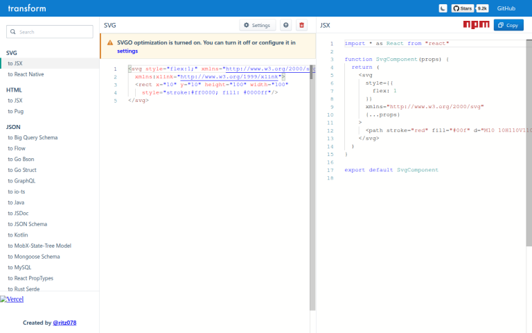 Screenshot of Transform