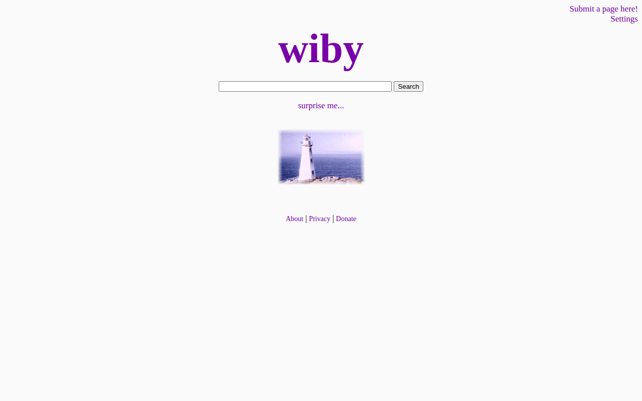 Screenshot of Wiby
